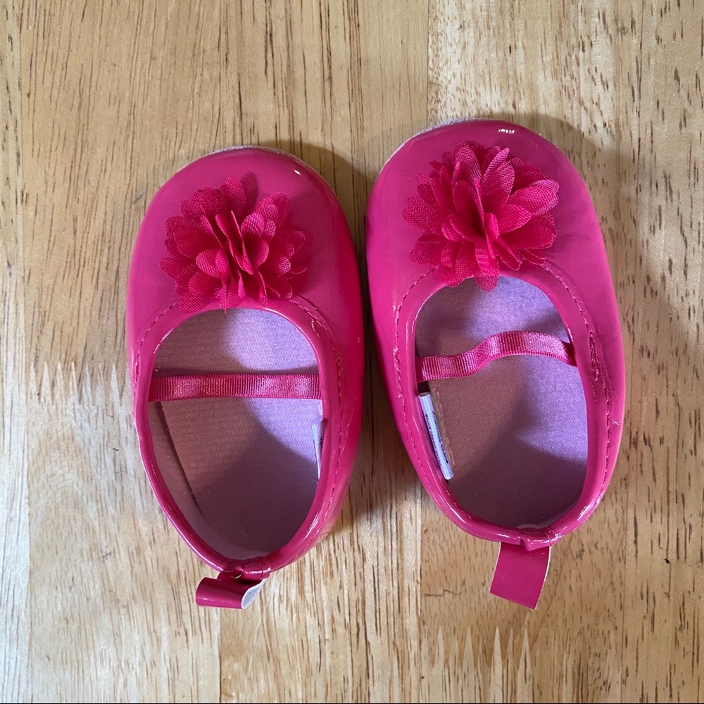 Pink Flower HB Hudson Baby Ballet Flat Shoes 0-6m